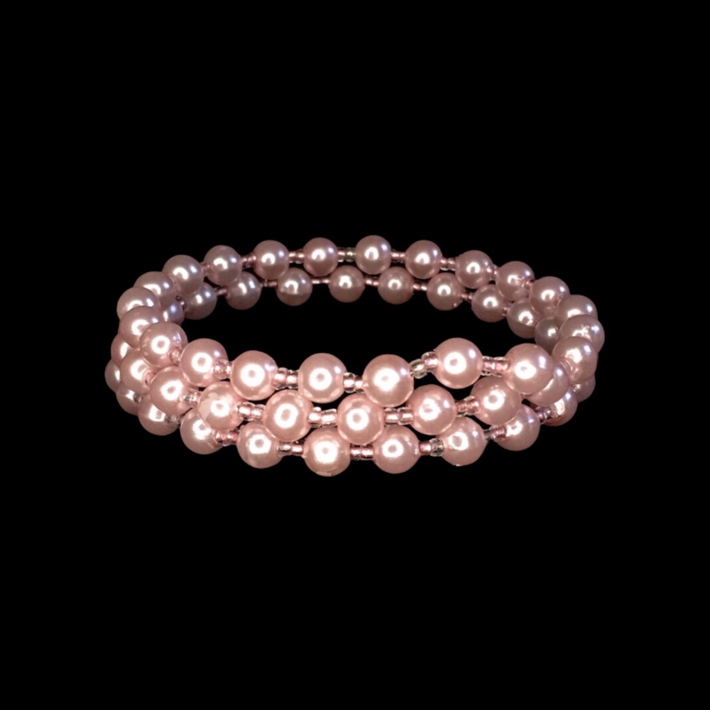Vintage Pink Pearl Bead Wrap Bracelet